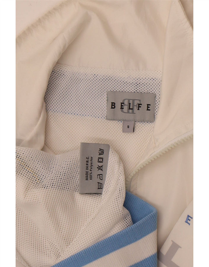 Belfe Mens Graphic Tracksuit Top Jacket Small White Colourblock Polyester