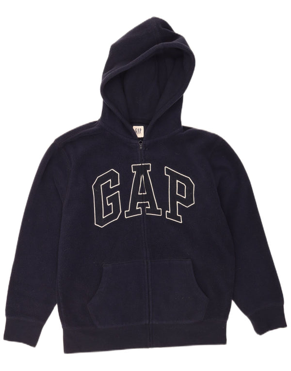 Gap Boys Graphic Hooded Fleece Jacket 12-13 Years 2XL Navy Blue Cotton