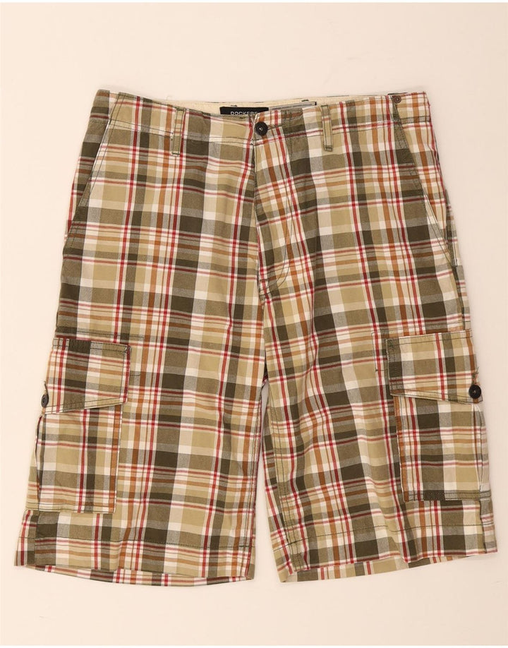 DOCKERS Mens Slim Fit Cargo Shorts W32 Medium Multicoloured Check Cotton