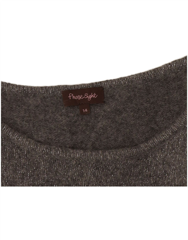 Phase Eight Womens Boat Neck Jumper Sweater UK 14 Large Grey Striped