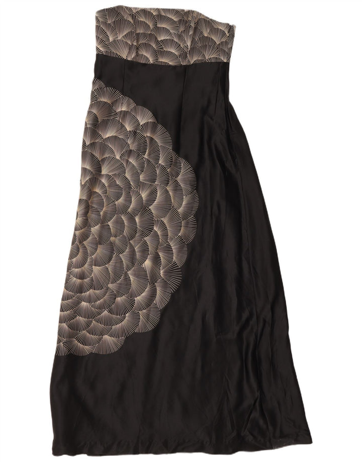 Monsoon Womens Abstract Pattern Maxi Strapless Dress UK 12 Medium Black