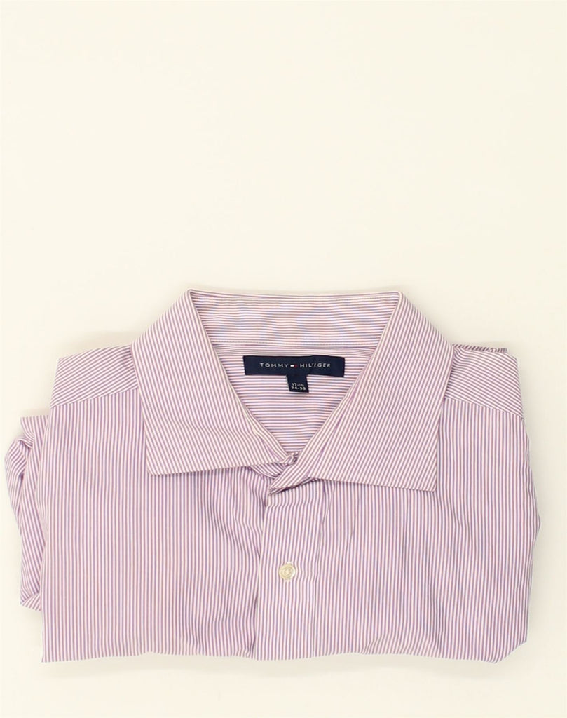 TOMMY HILFIGER Mens Shirt Size 17 1/2 XL Pink Striped Cotton | Vintage Tommy Hilfiger | Thrift | Second-Hand Tommy Hilfiger | Used Clothing | Messina Hembry 