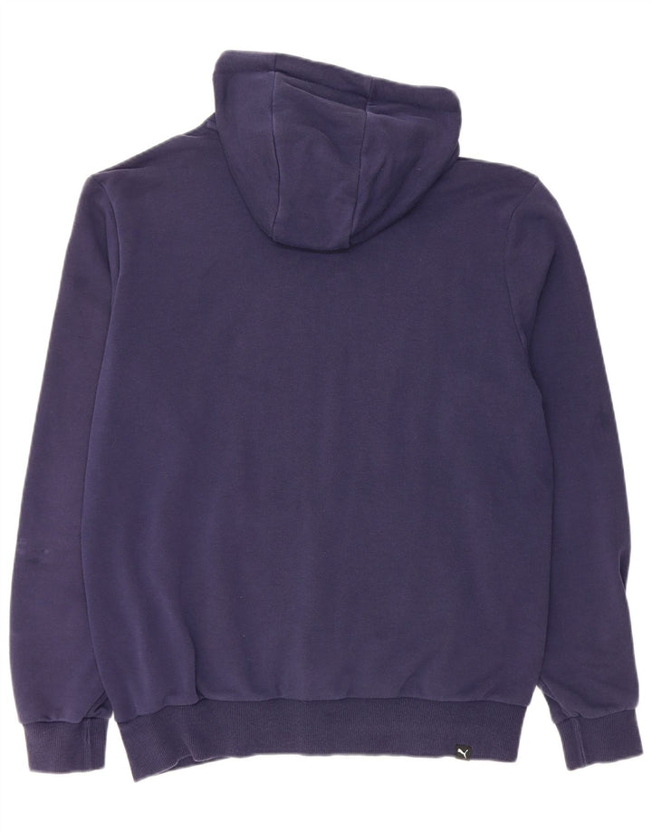 PUMA Mens Graphic Hoodie Jumper Medium Navy Blue Cotton