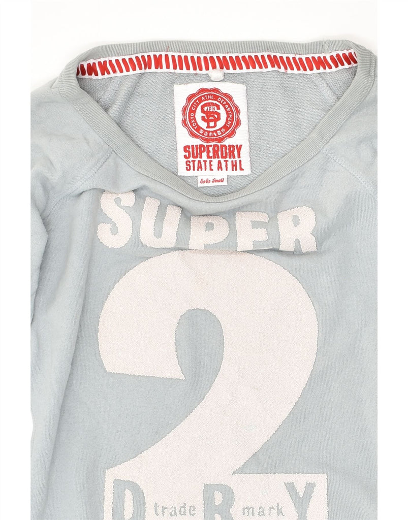 SUPERDRY Womens Loose Fit Graphic Sweatshirt Jumper UK 6 XS Blue Cotton | Vintage Superdry | Thrift | Second-Hand Superdry | Used Clothing | Messina Hembry 