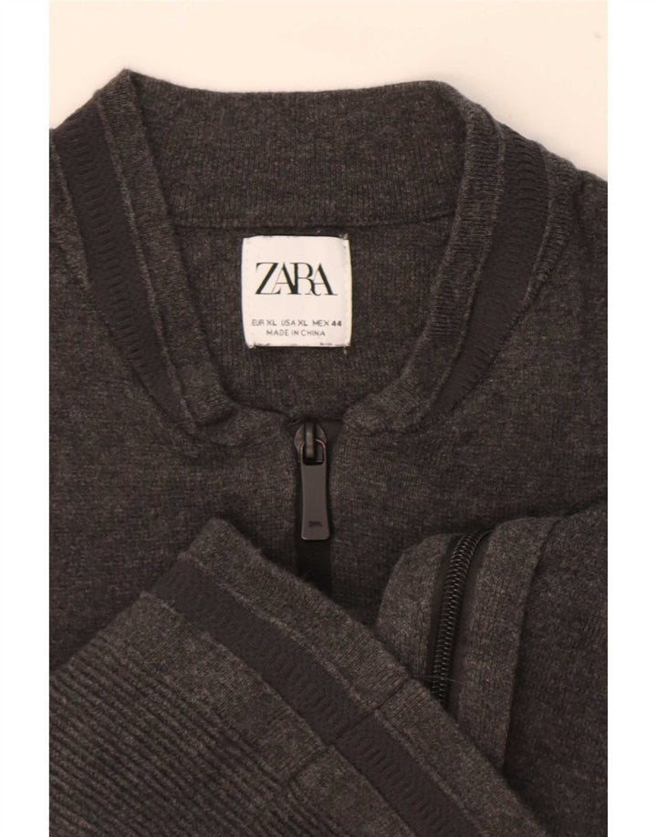 Zara Mens Cardigan Sweater XL Grey