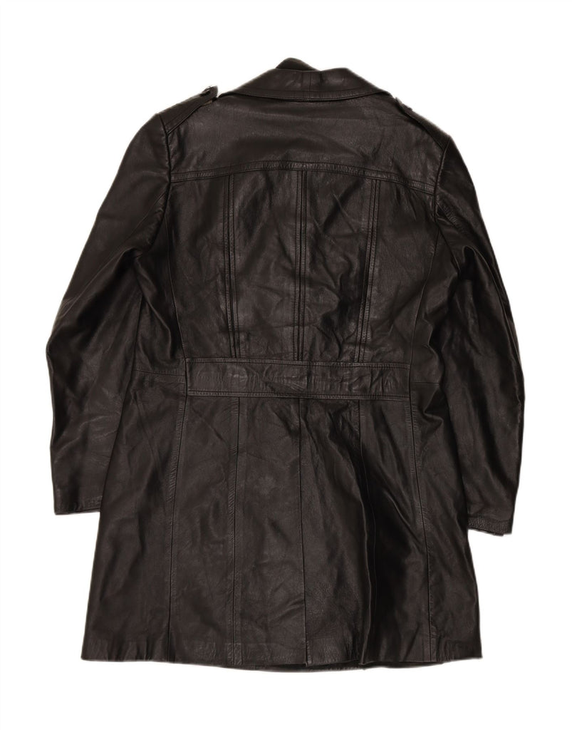 EVEREST Mens Double Breasted Leather Coat IT 52 XL Black Leather Vintage Everest and Second-Hand Everest from Messina Hembry 