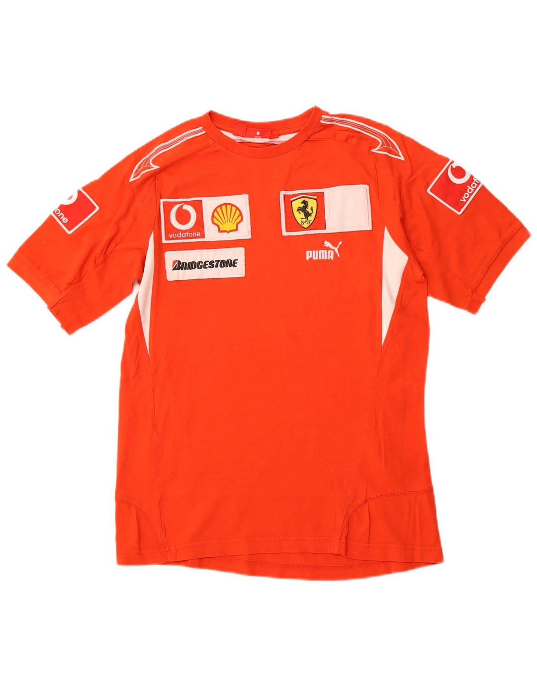 PUMA Mens Ferrari Graphic T-Shirt Top Small Red Colourblock Cotton