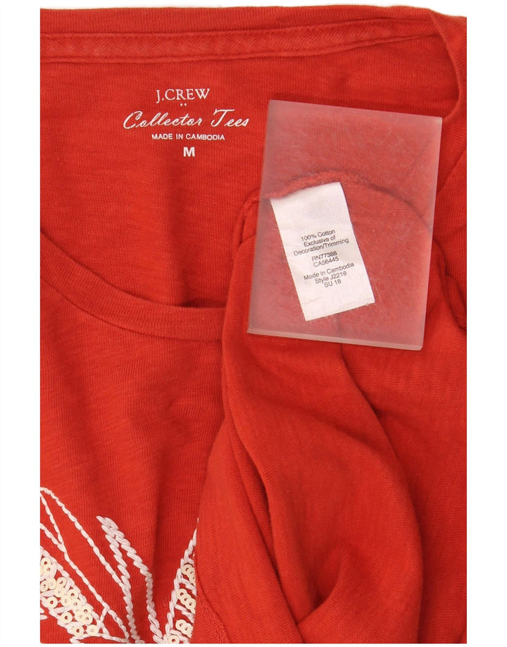J. CREW Womens Graphic T-Shirt Top UK 14 Medium Red Cotton