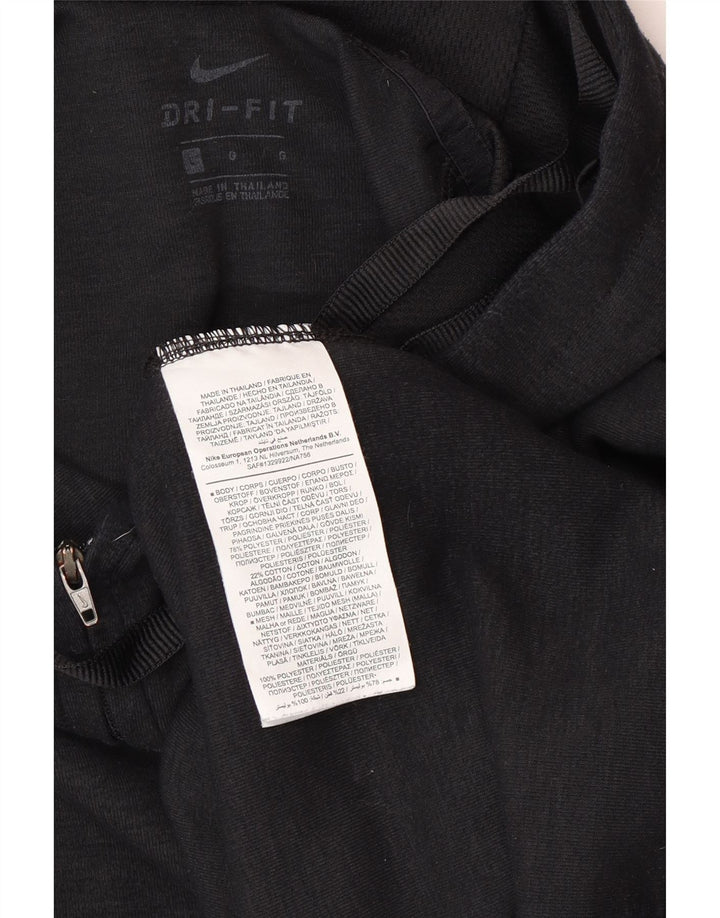Nike Mens Zip Neck Hoodie Jumper Large Black Colourblock Polyester