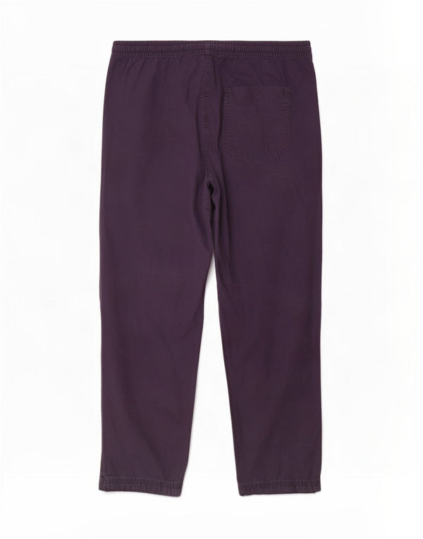 Marks & Spencer Womens Straight Casual Trousers W36 L29 Navy Blue Cotton