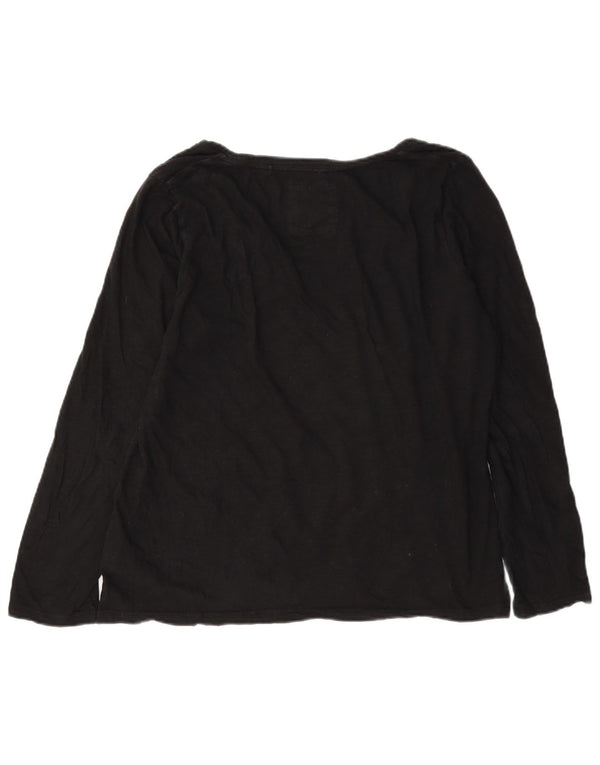 Fat Face Womens Top Long Sleeve UK 12 Medium Black Cotton