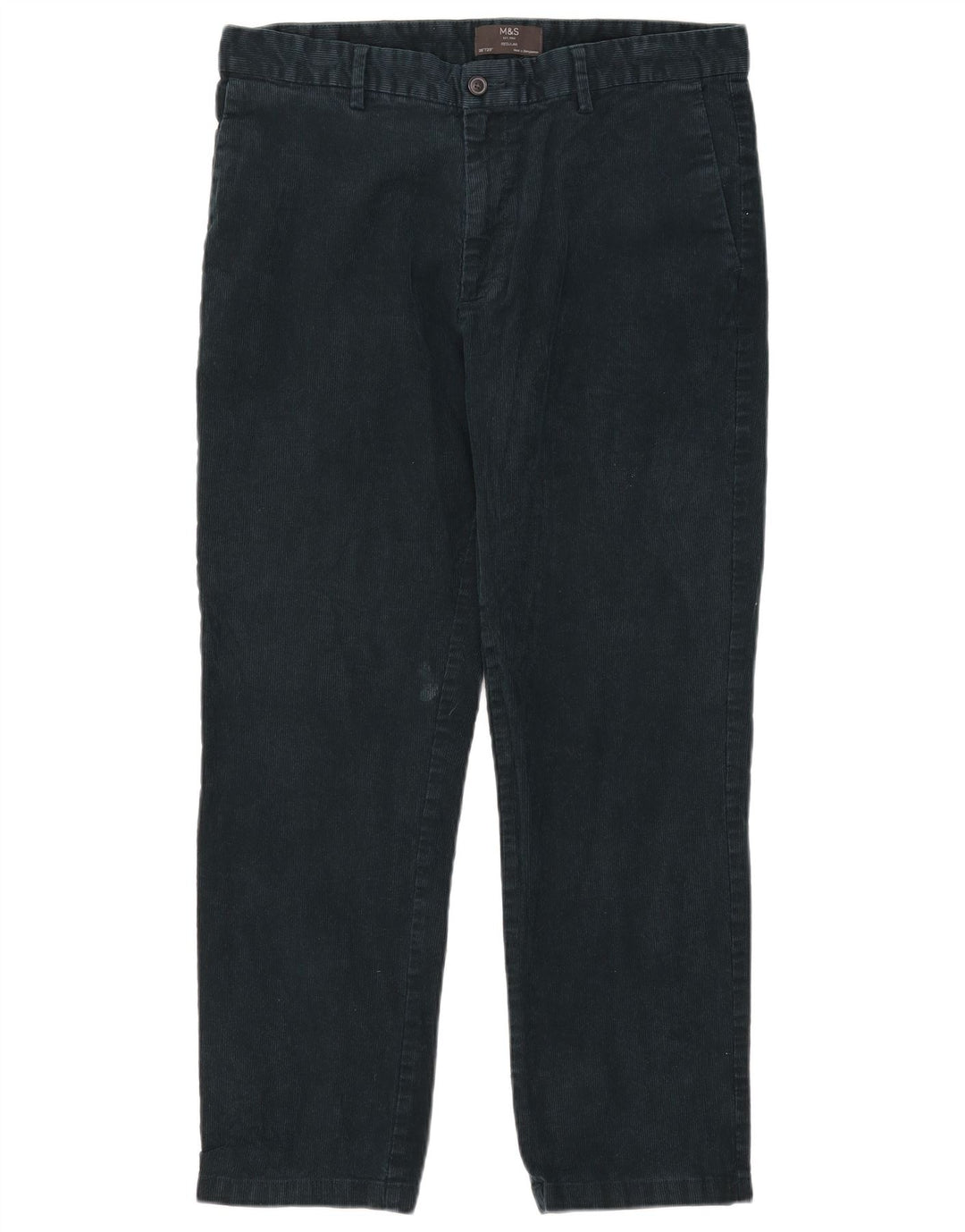 Marks & Spencer Mens Straight Regular Corduroy Trousers W36 L29 Green