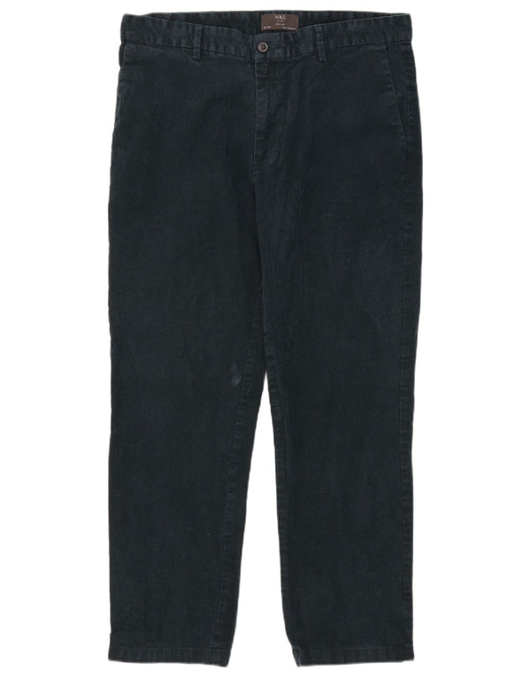 Marks & Spencer Mens Straight Regular Corduroy Trousers W36 L29 Green