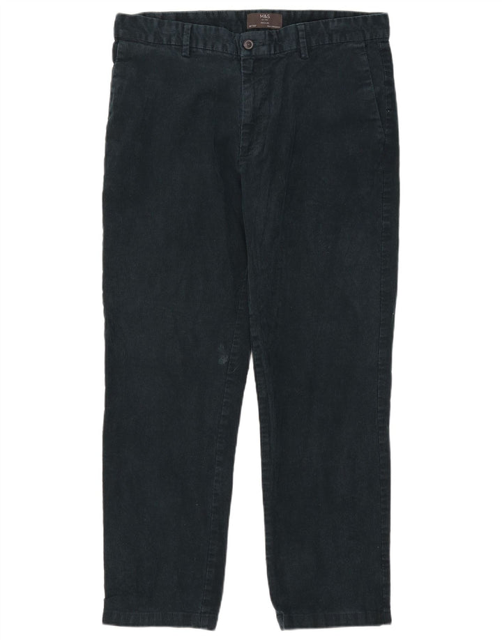 Marks & Spencer Mens Straight Regular Corduroy Trousers W36 L29 Green