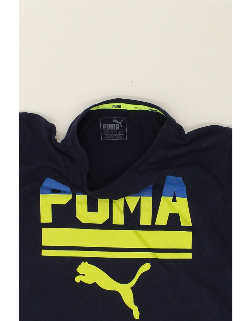 PUMA Boys Graphic T-Shirt Top 13-14 Years  XL  Navy Blue Cotton | Vintage Puma | Thrift | Second-Hand Puma | Used Clothing | Messina Hembry 