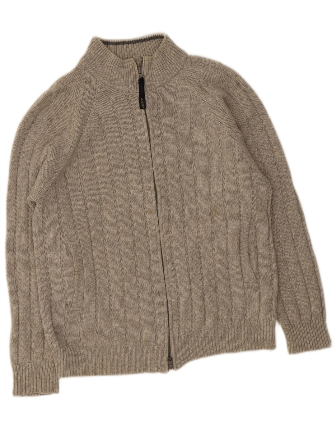 Avirex Mens Cardigan Sweater Medium Grey Wool
