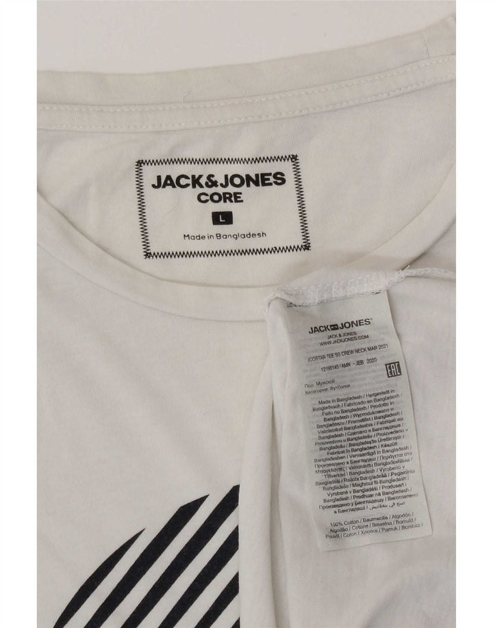 Jack & Jones Mens Graphic T-Shirt Top Large White Cotton