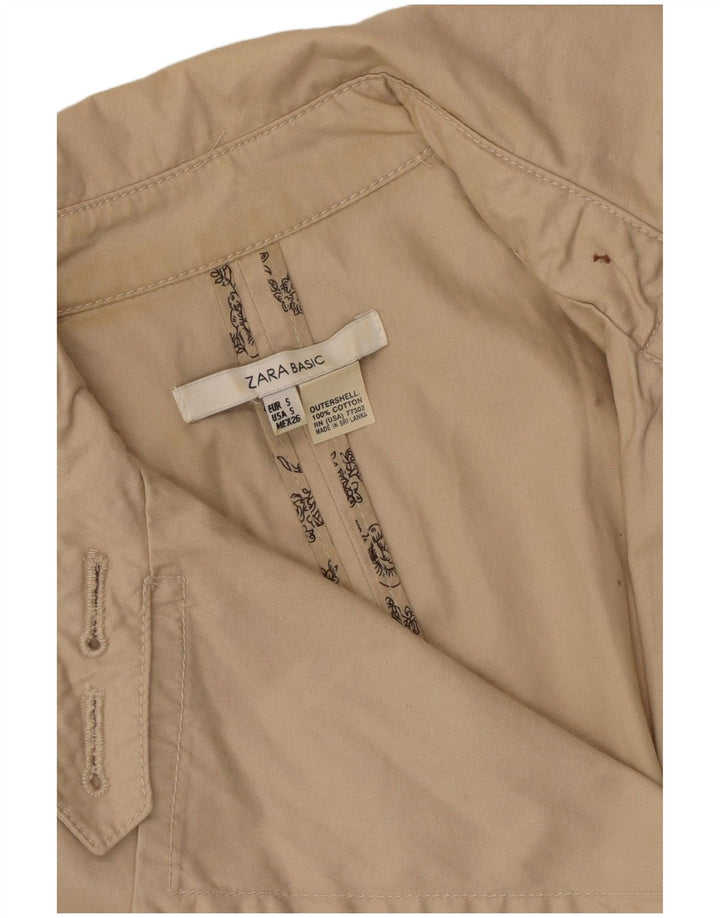 Zara Womens Trench Coat UK 10 Small Beige Cotton