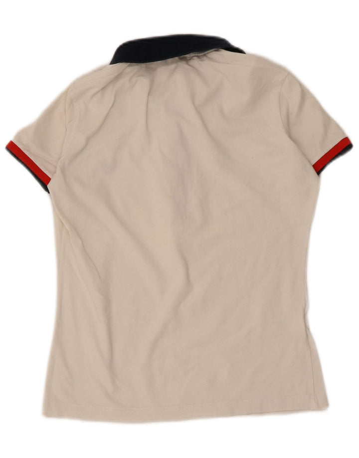 Fred Perry Womens Polo Shirt UK 8 Small White Colourblock Cotton