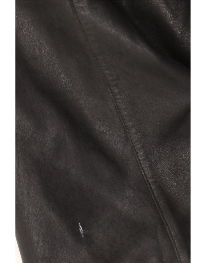 Liz Claiborne Womens Leather Coat UK 16 Large Black Leather