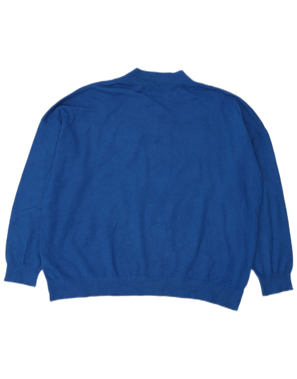 Marks & Spencer Womens Oversized V-Neck Jumper Sweater UK 16 Large Blue