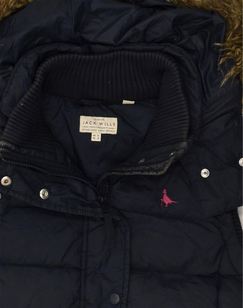 JACK WILLS Womens Hooded Padded Gilet UK 12 Medium Navy Blue Nylon | Vintage Jack Wills | Thrift | Second-Hand Jack Wills | Used Clothing | Messina Hembry 