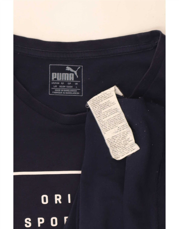 Puma Mens Graphic T-Shirt Top Large Navy Blue Cotton
