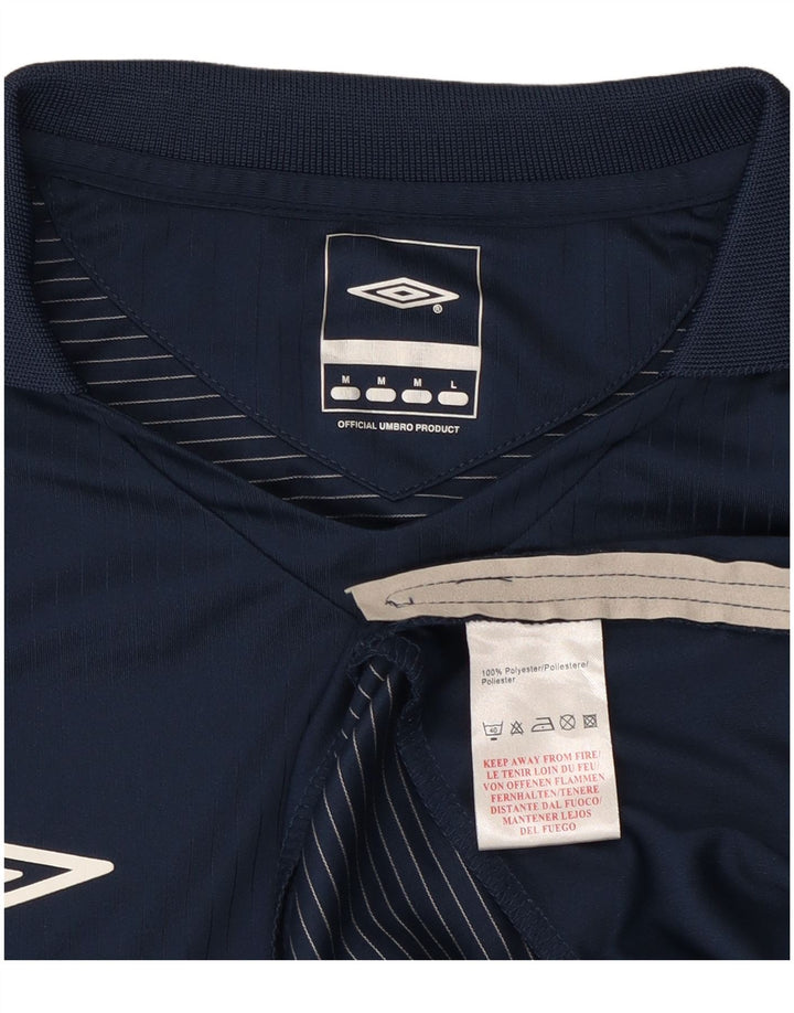 Umbro Mens Top Long Sleeve Medium Navy Blue Striped Polyester