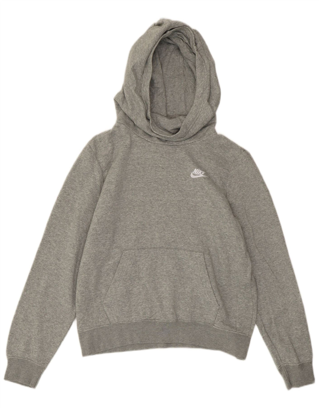 NIKE Womens Hoodie Jumper UK 14 Medium Grey Cotton