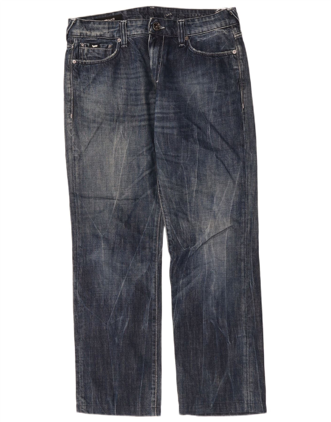 Gas Mens Straight Jeans W33 L30 Navy Blue Cotton