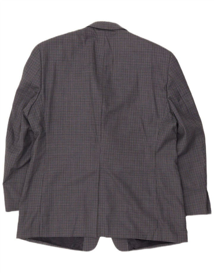 Chaps Mens 2 Button Blazer Jacket UK 44 2XL Navy Blue Houndstooth Wool