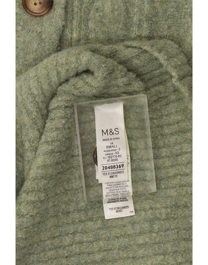 Marks & Spencer Womens Longline Cardigan Sweater UK 10 Small Green