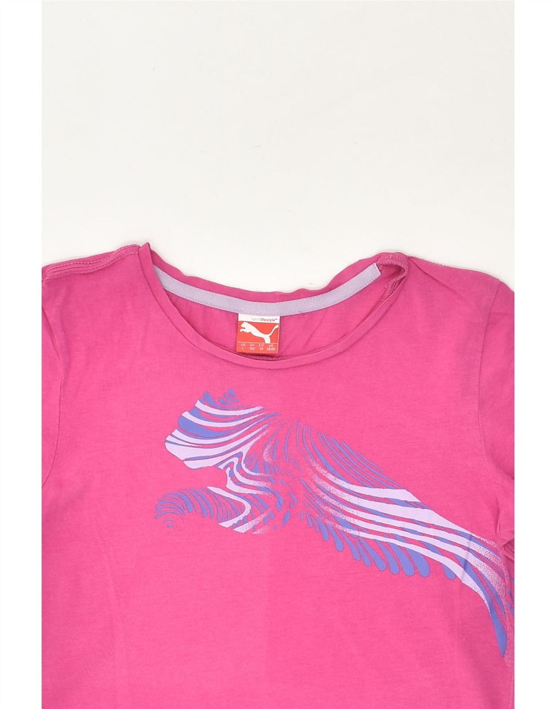 PUMA Girls Graphic T-Shirt Top 11-12 Years Pink Cotton | Vintage Puma | Thrift | Second-Hand Puma | Used Clothing | Messina Hembry 