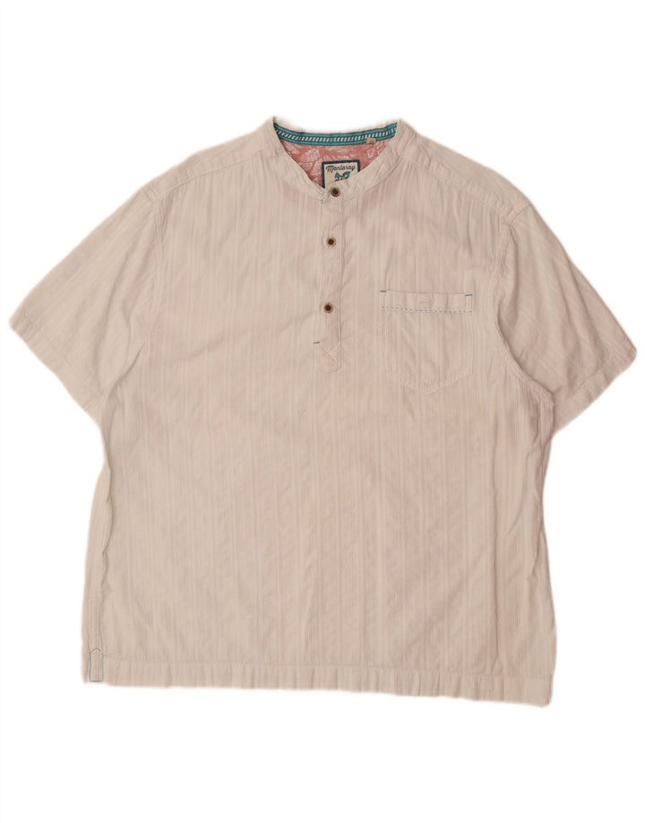 MANTARAY Mens Short Sleeve Pullover Shirt XL White Striped