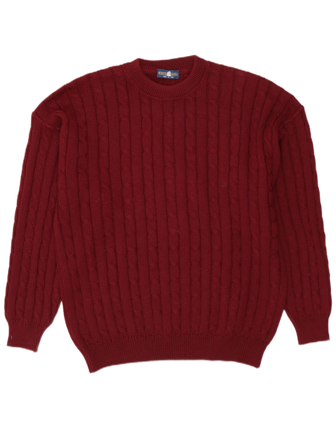 WHITE SAILS Mens Crew Neck Jumper Sweater XL Maroon Wool