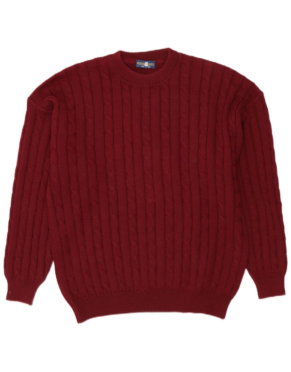WHITE SAILS Mens Crew Neck Jumper Sweater XL Maroon Wool