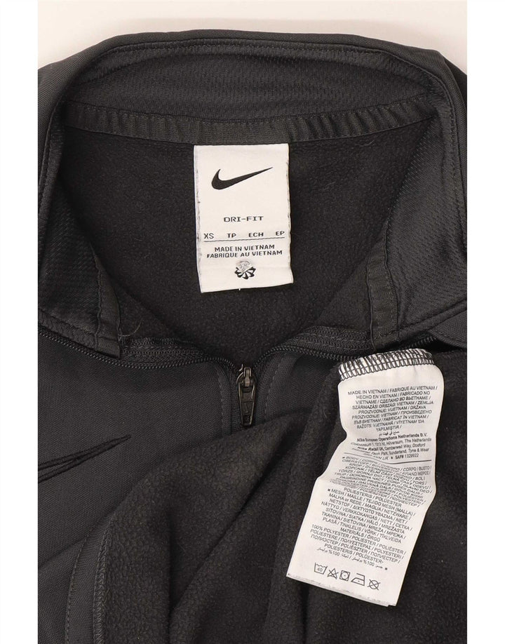 Nike Womens Dri Fit Pullover Tracksuit Top UK 6 XS Grey Colourblock