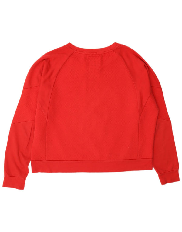 Superdry Womens Crop Graphic Sweatshirt Jumper UK 16 Large Red Cotton