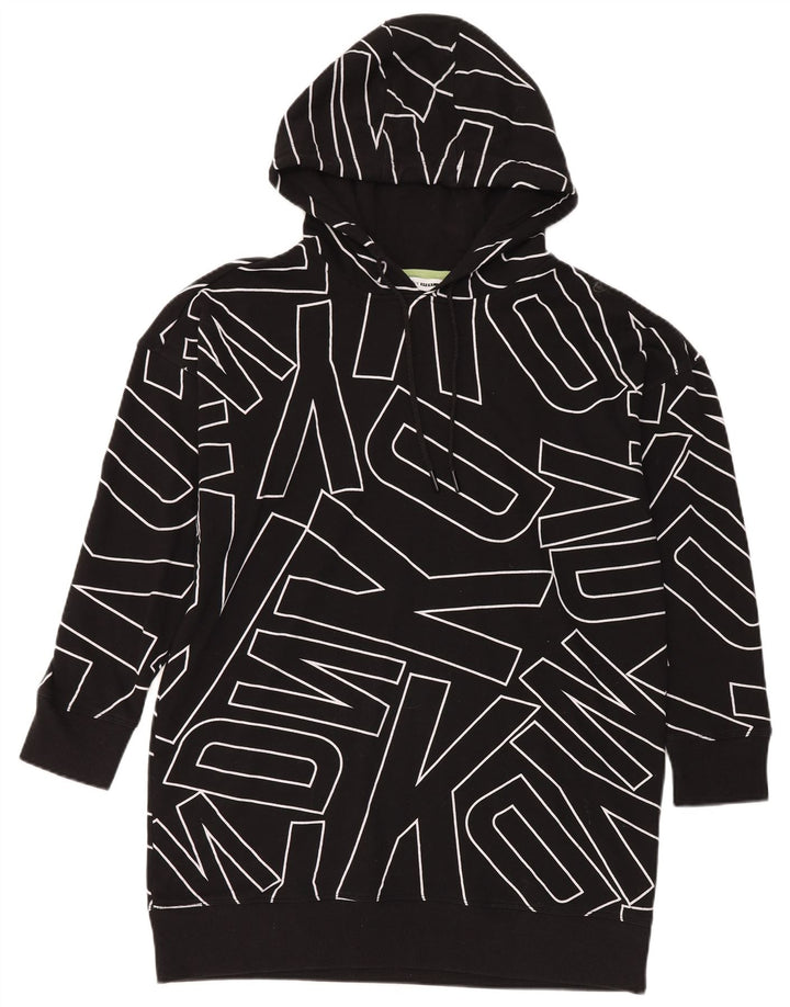 Dkny Womens Oversized Graphic Longline Hoodie Jumper UK 14 Medium Black