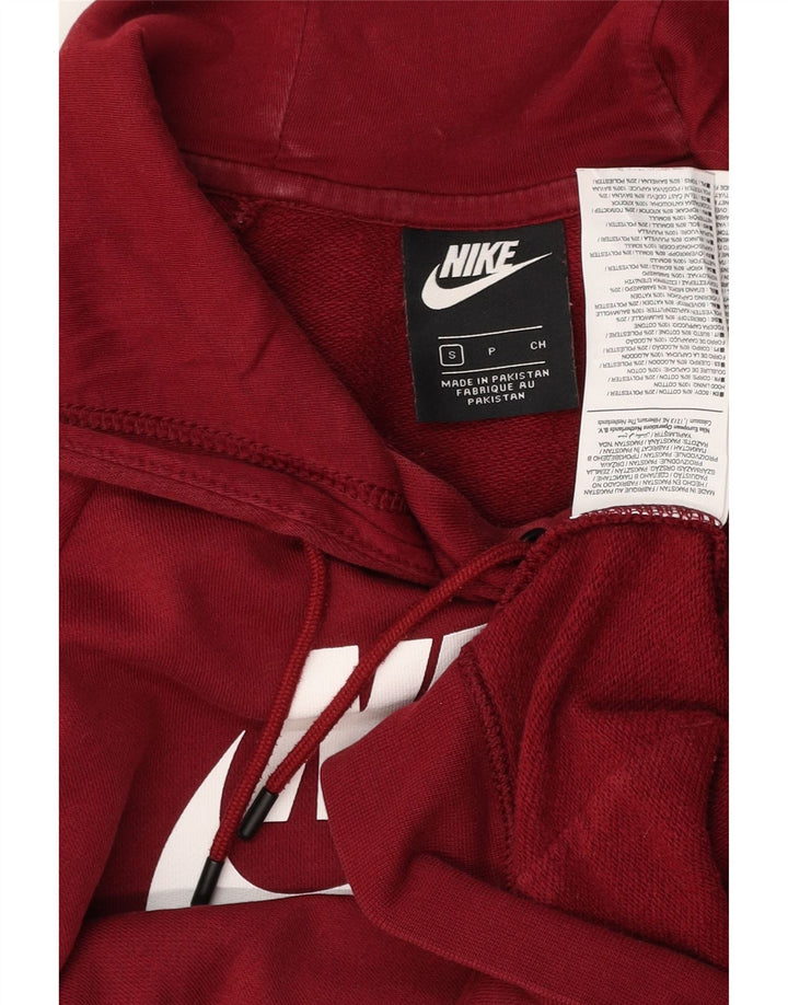 NIKE Mens Graphic Hoodie Jumper Small Red Cotton