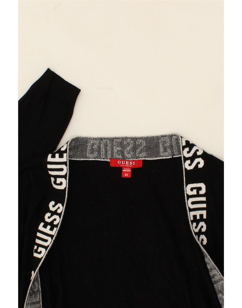 GUESS Womens Longline Graphic Cardigan Sweater UK 6 XS Black Viscose Vintage Guess and Second-Hand Guess from Messina Hembry 