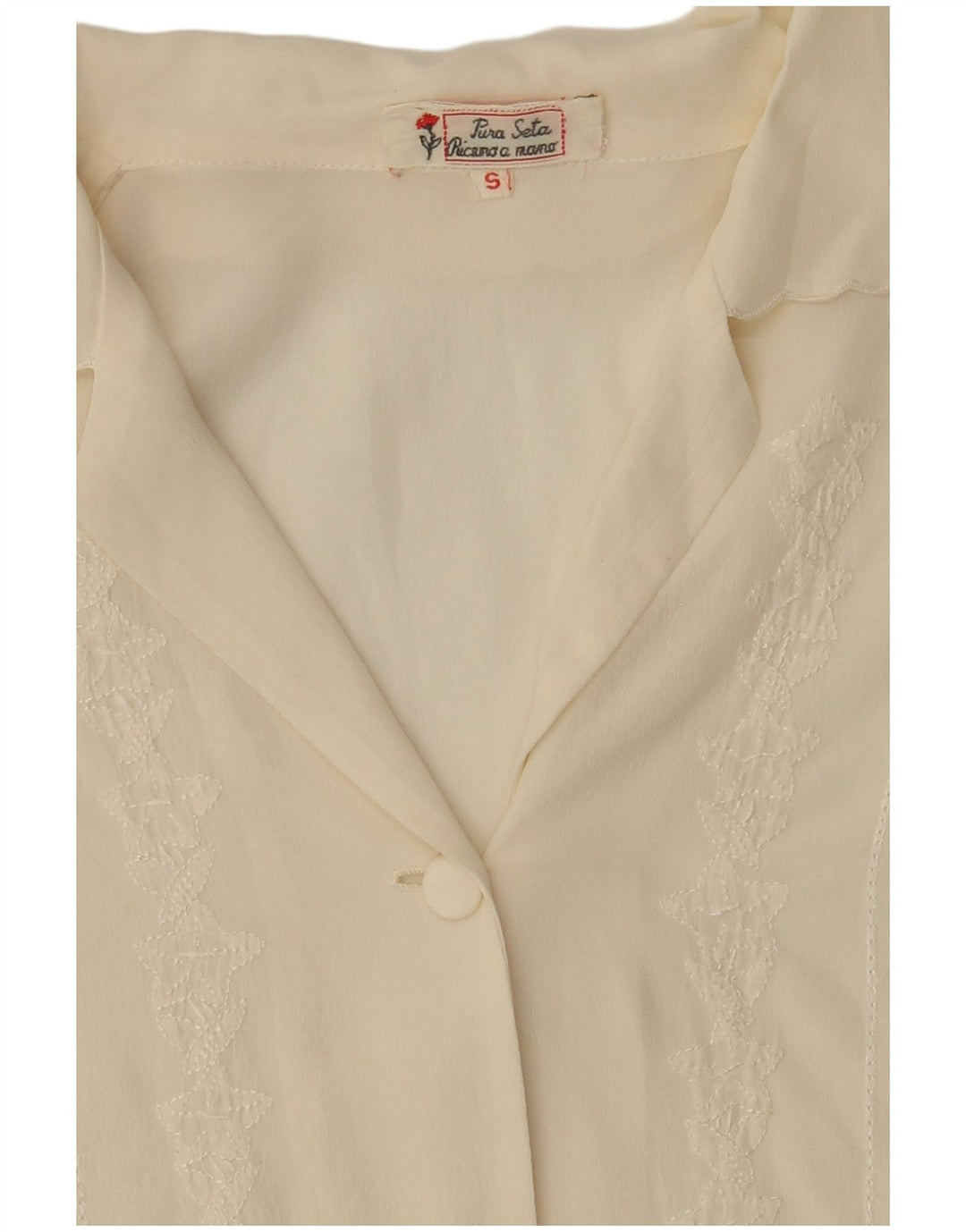 Vintage Womens Loose Fit Shirt Blouse UK 10 Small Off White Silk