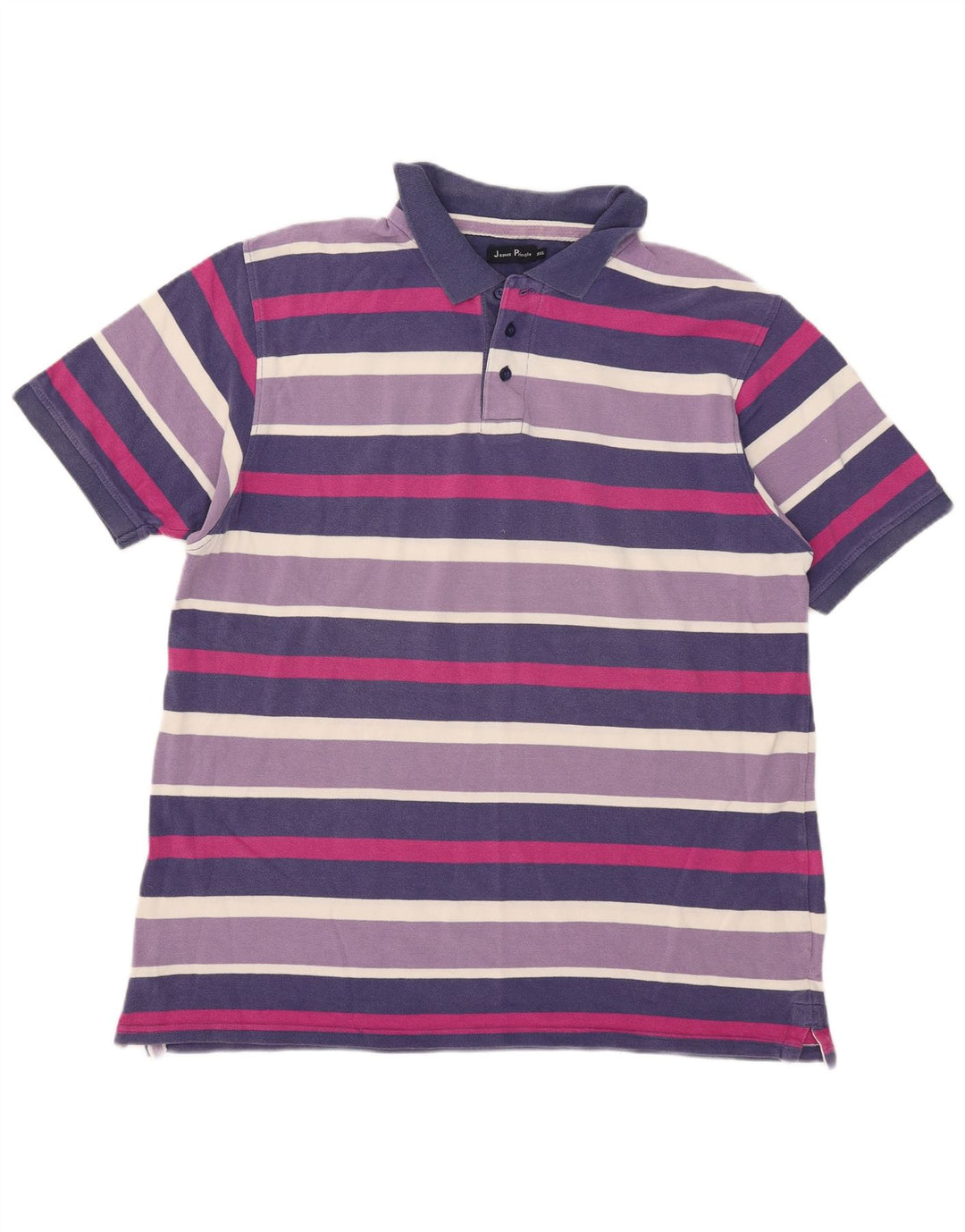 James Pringle Mens Polo Shirt 2XL Purple Striped
