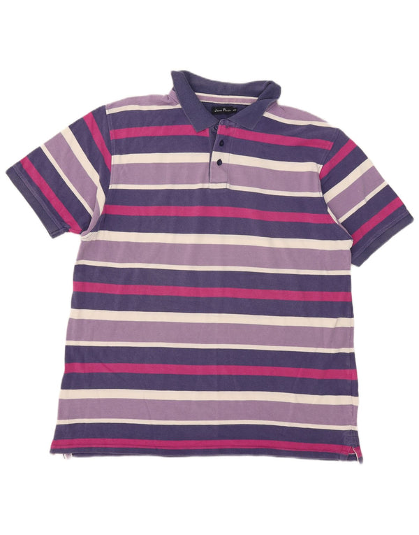 James Pringle Mens Polo Shirt 2XL Purple Striped