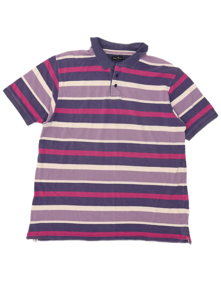James Pringle Mens Polo Shirt 2XL Purple Striped