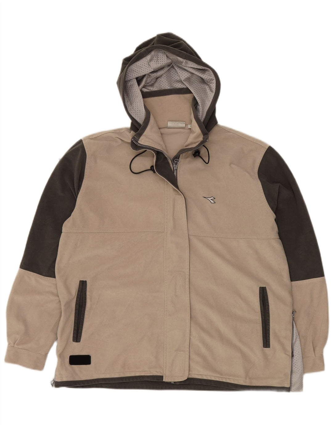DIADORA Womens Oversized Tracksuit Top Jacket UK 14 Medium Beige