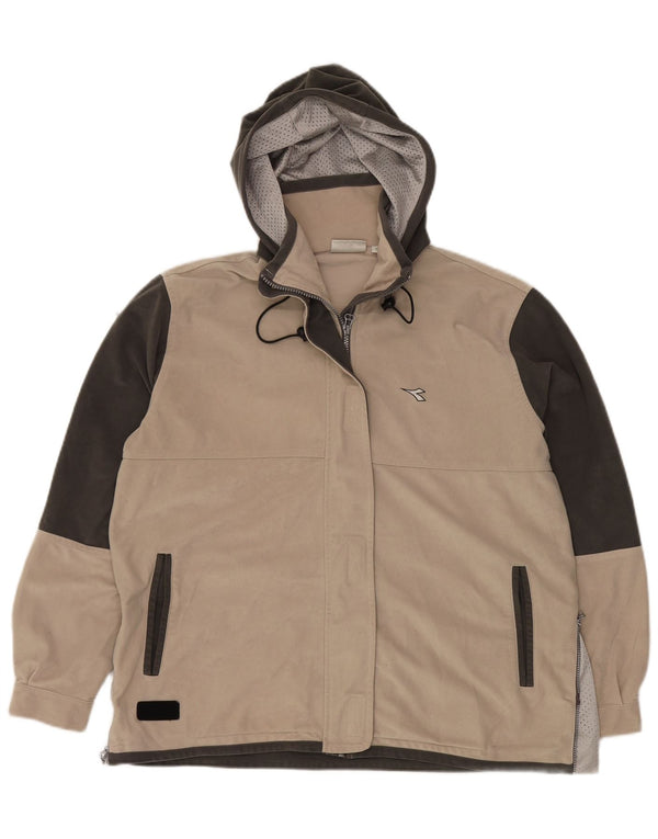 DIADORA Womens Oversized Tracksuit Top Jacket UK 14 Medium Beige
