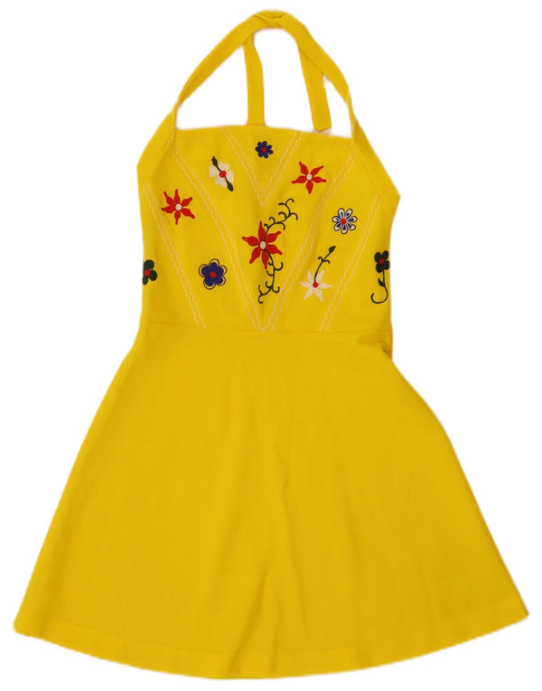 Vintage Womens Halter Dress IT 42 Medium Yellow Floral