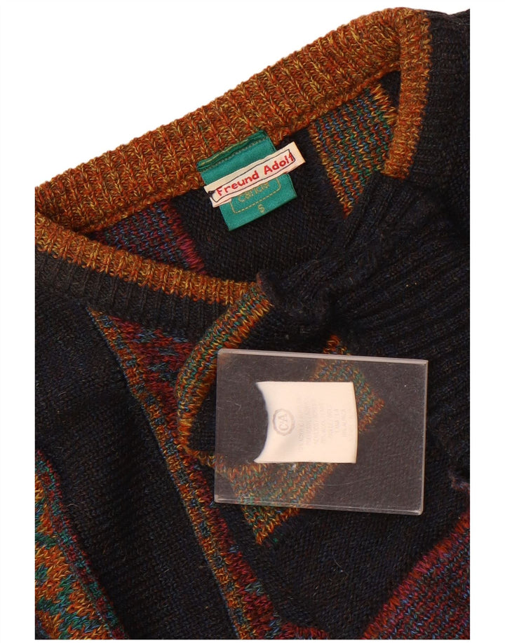 Canda Mens Crew Neck Jumper Sweater Small Navy Blue Striped Acrylic