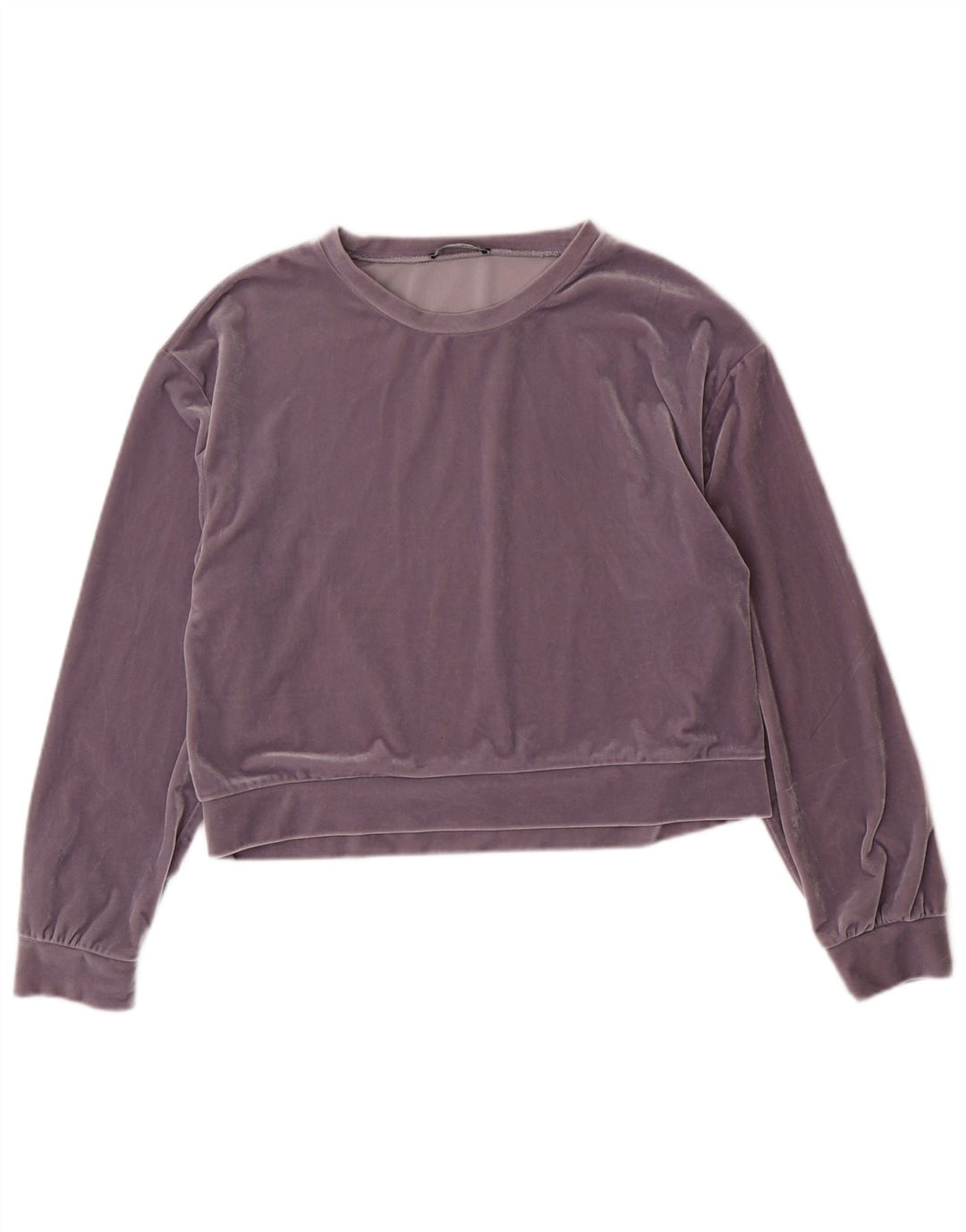 Zara Womens Loose Fit Crop Top Long Sleeve UK 10 Small Purple Polyester
